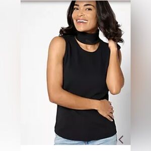 ATTITUDES BY RENEE KNIT CUTOUT MOCK NECK TOP BLACK NEW SIZE XXS